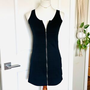 Vintage Black Mini Dress Tank Full Zip Sleeveless Medium Y2K Sugar & Spice